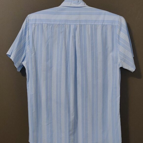 Barbour Blue/White Stripe Tailored Fit Short Sleeve Button Down Shirt MEN US L - Picture 5 of 7